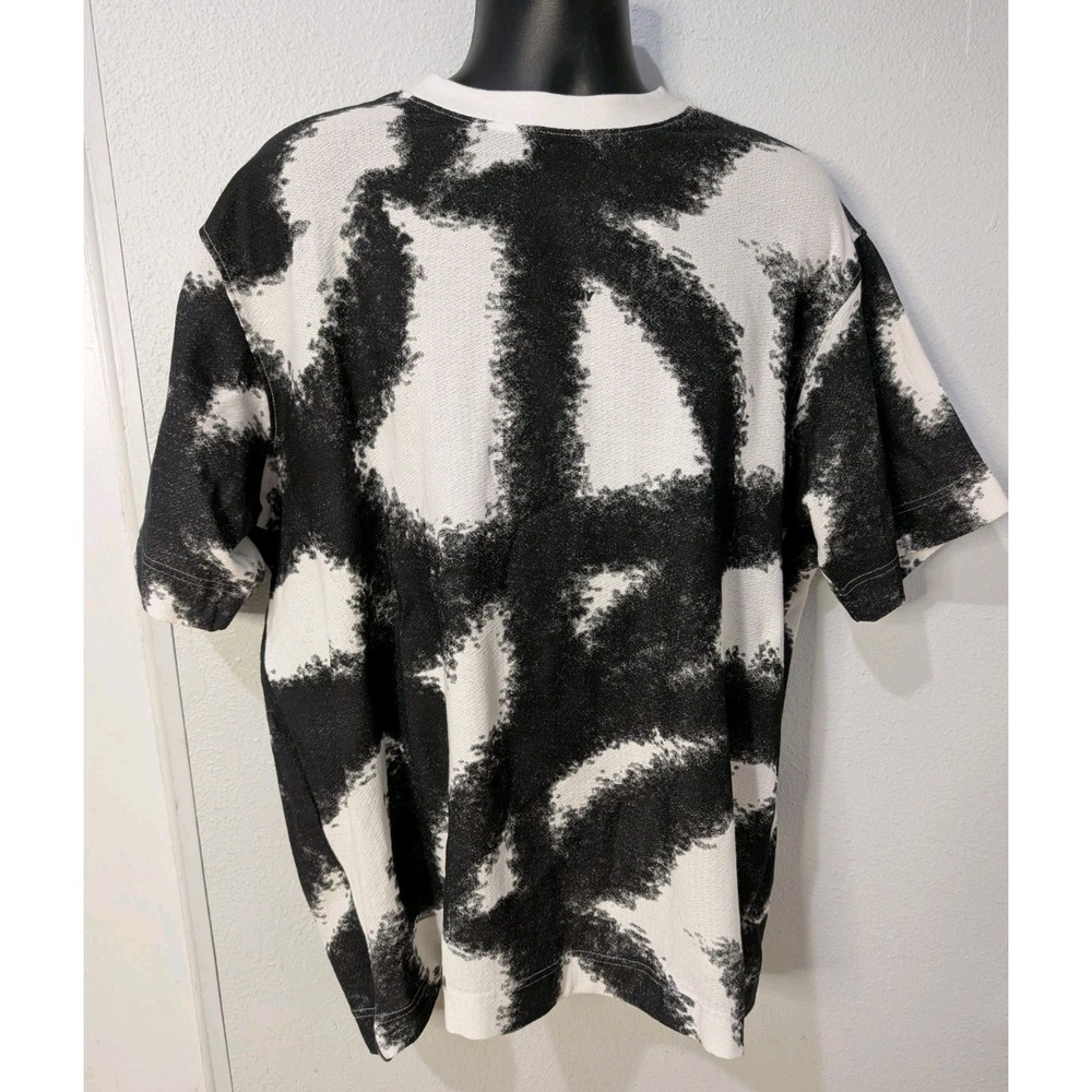 NUON‎ XL Abstract Brushstroke Graphic Tee Black White Relaxed Streetwear Cotton